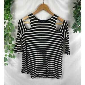 one clothing cold shoulder striped top